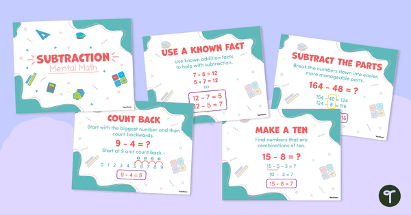 Mental Math Subtraction Printable Posters teaching resource