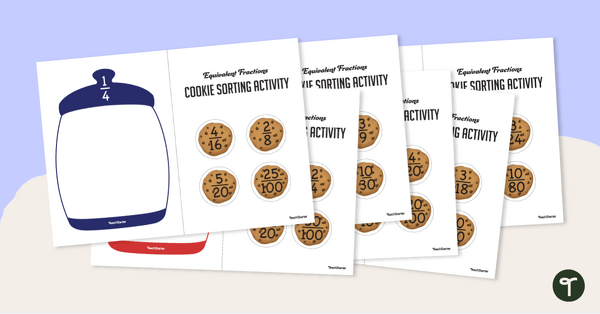 Image of Equivalent Fractions - Cookie Jar Sorting Activity