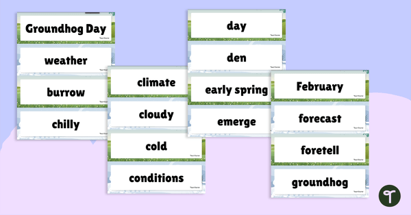 Image of Groundhog Day Word Wall Vocabulary