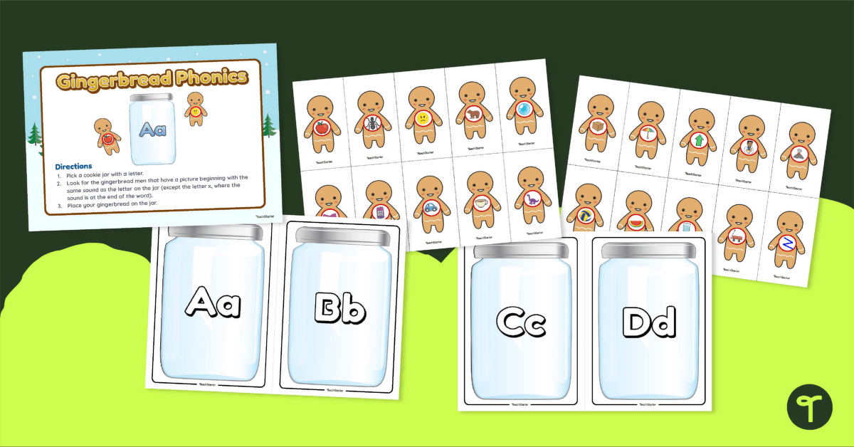 Gingerbread Phonics - Letter-Sound Correspondence Sort teaching resource