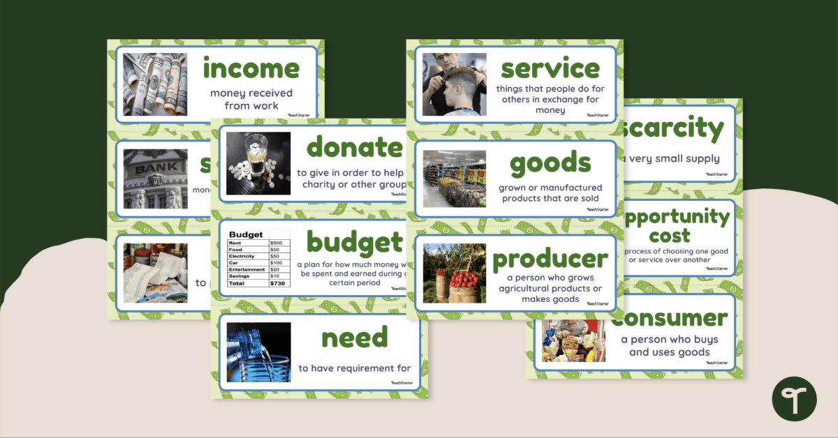 Financial Literacy for Kids - Finance Word Wall teaching resource