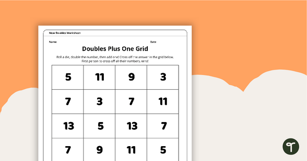 Doubles Plus One - Grid Game teaching resource