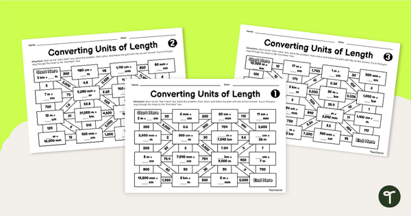 Converting Units of Length - Math Mazes teaching resource