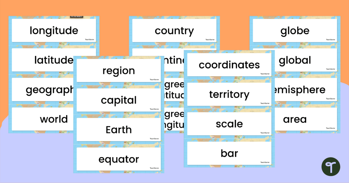 Geography Vocabulary Word Wall Cards teaching resource