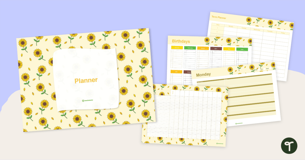 Sunflowers Digital Teacher Planner teaching resource