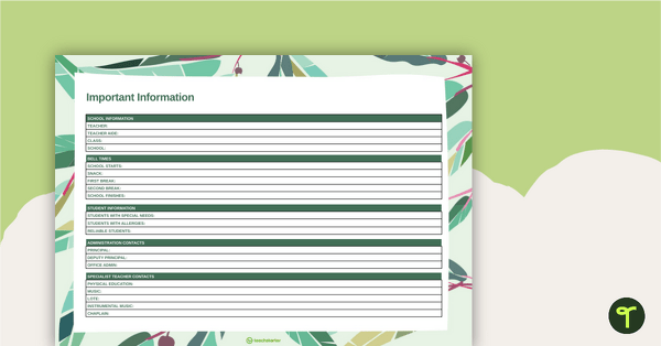 Gum Leaves Digital Teacher Planner teaching resource