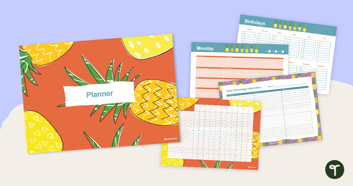 Pineapple Digital Teacher Planner teaching resource