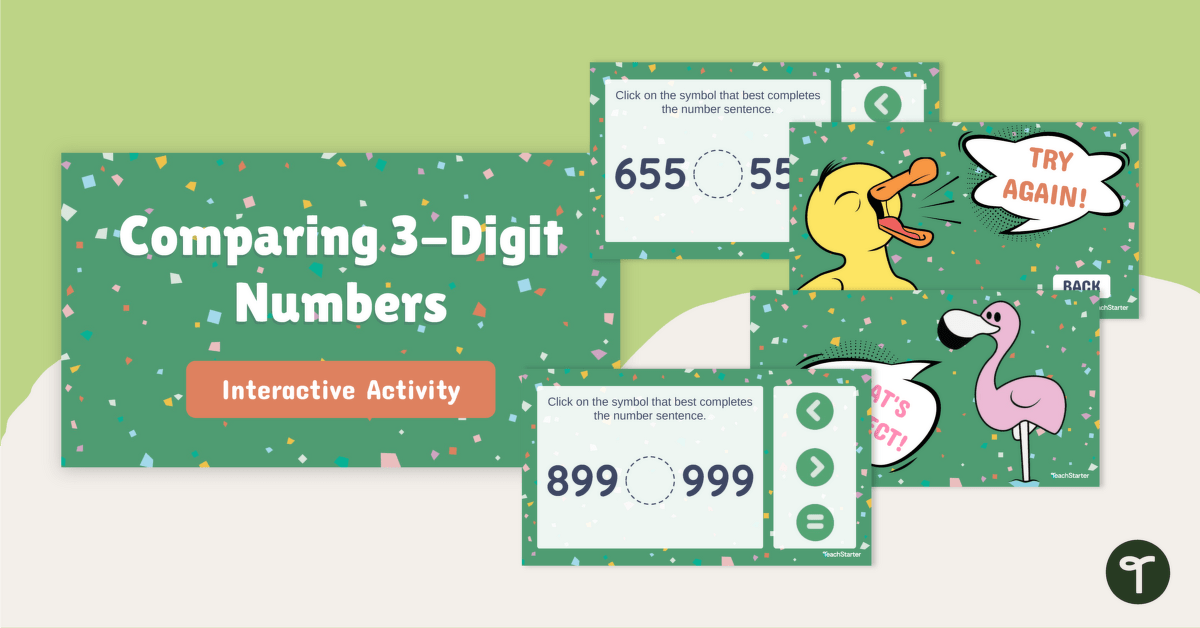 Comparing 3-Digit Numbers – Self-Checking Interactive Activity teaching resource