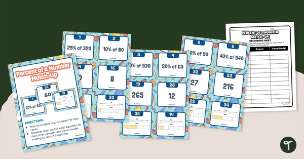 Go to Percent of a Number – Match-Up Activity teaching resource