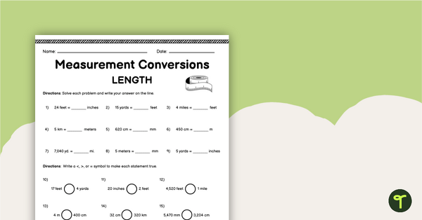 Go to Measurement Conversions - Length – Worksheet teaching resource
