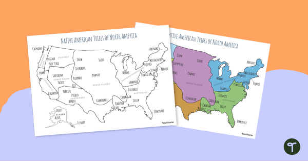Go to Printable Map of Native American Tribes of North America teaching resource