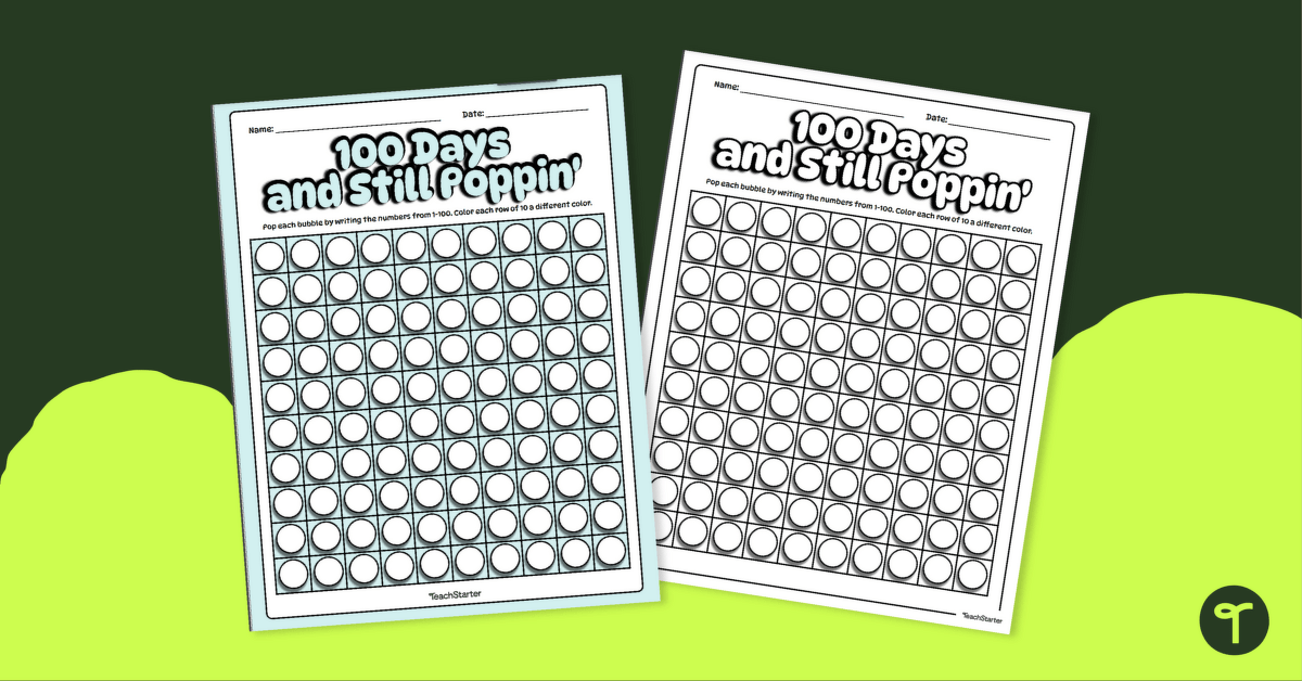 100 Days and Still Poppin! Counting to 100 Worksheet teaching resource