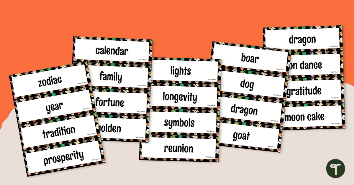 Lunar New Year for Kids - Vocabulary Word Wall teaching resource