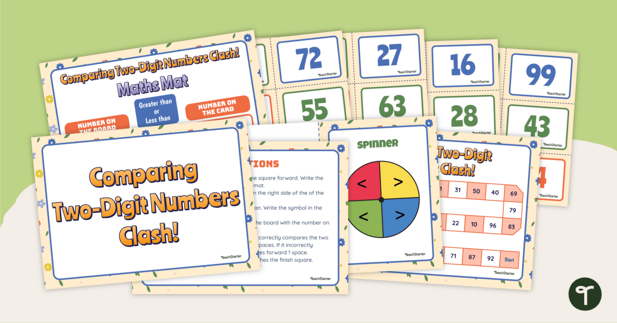 Comparing Two Digit Numbers — Clash Game for Year 1 teaching resource