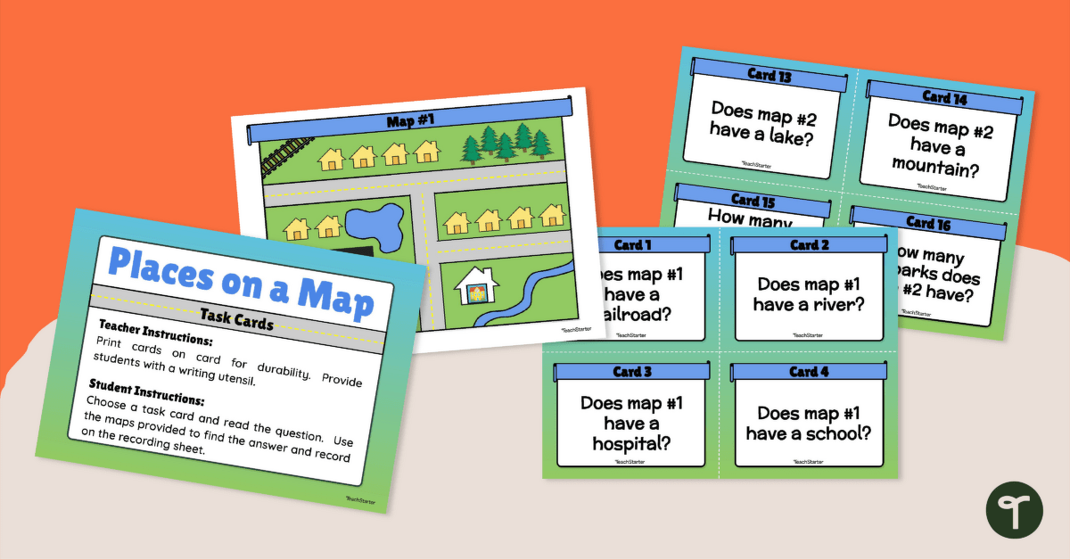 Places on a Map - Task Cards teaching resource