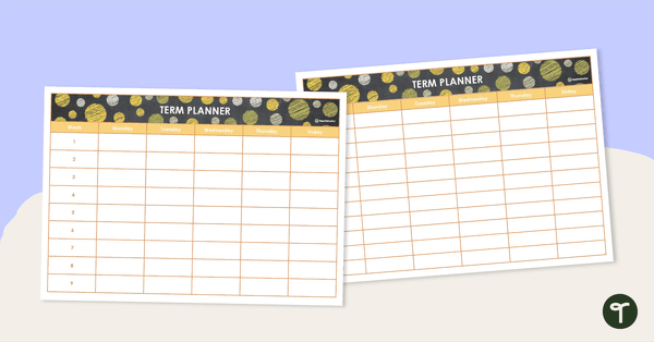Go to Editable Yellow Chalkboard Themed 9, 10 and 11 Week Term Planners teaching resource