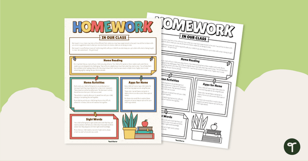 Go to Editable Homework Information Sheet teaching resource