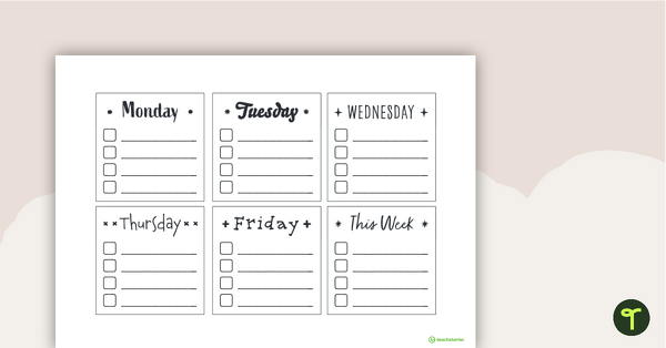 Sticky Notes Template – Days of the Week teaching resource