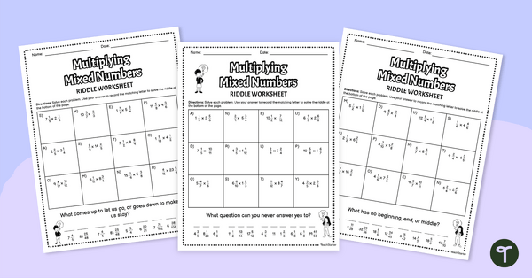 Image of Multiplying Mixed Numbers – Riddle Worksheets
