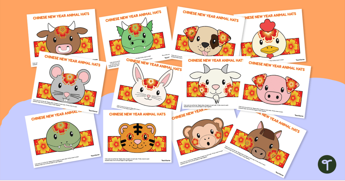 Chinese New Year for Kids - Zodiac Animal Craft Templates teaching resource
