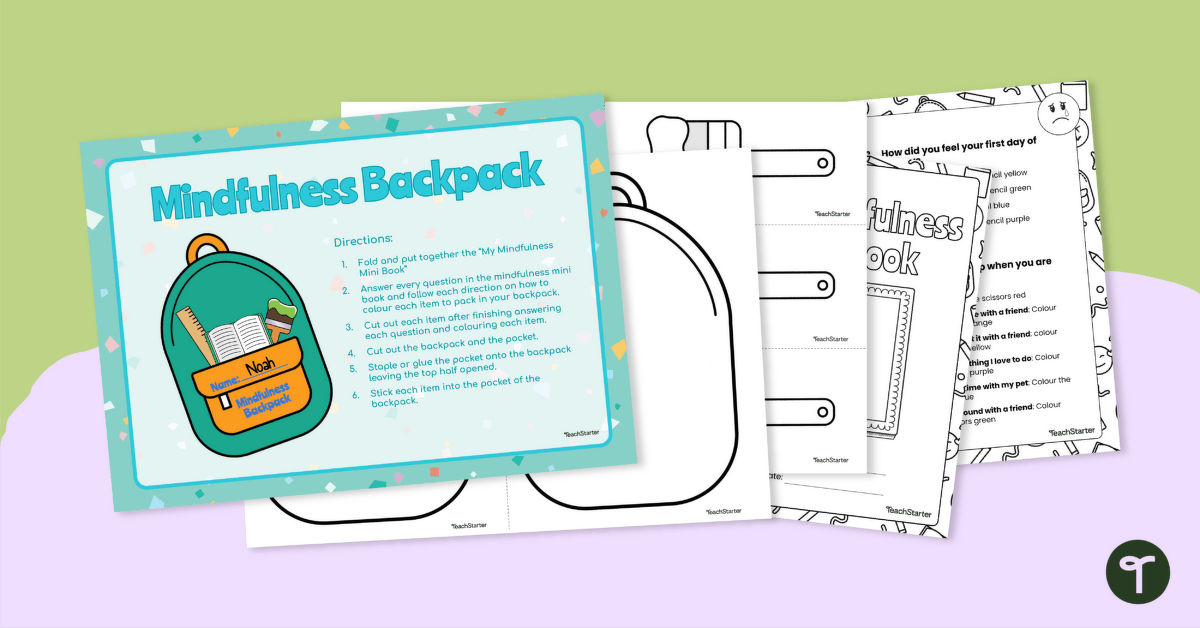 Mindfulness Activities for Kids - Backpack Craft and Book teaching resource