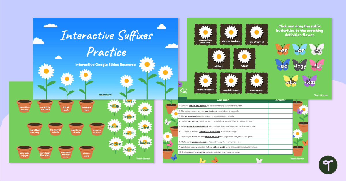 Suffix Practice - Interactive Activity teaching resource