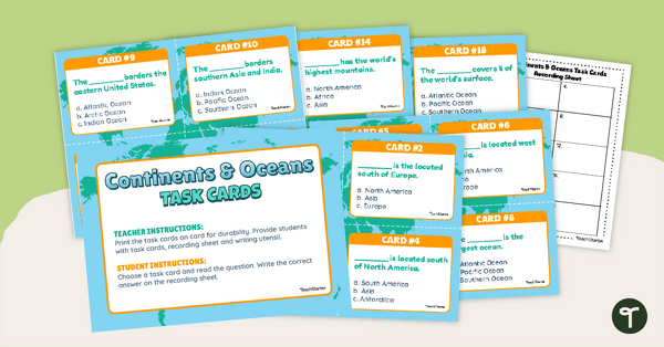 Go to Continents and Oceans Task Cards teaching resource