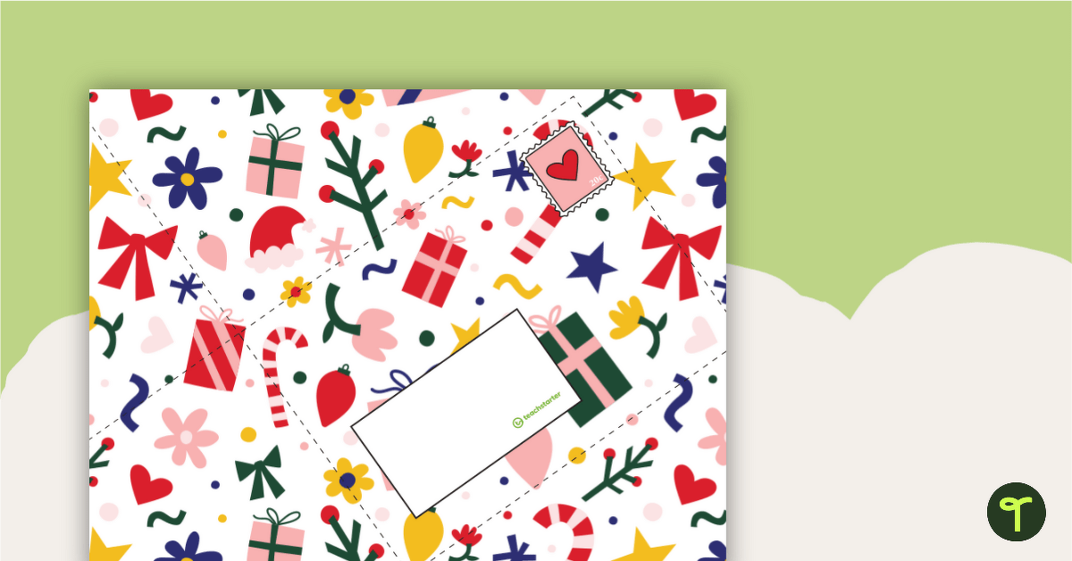 Printable Christmas Cards for Kids - Foldable Postcard teaching resource