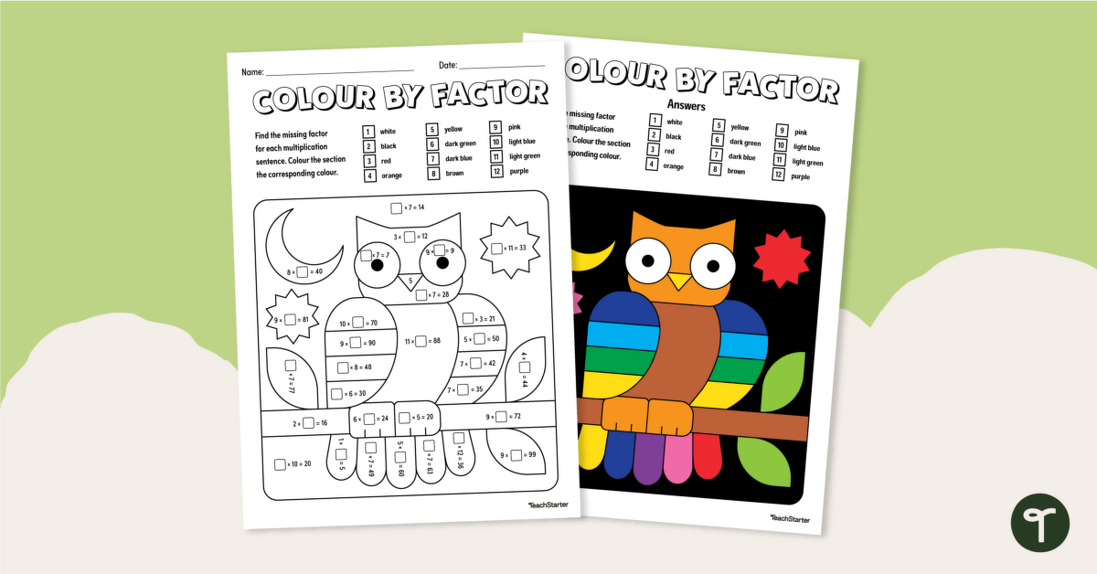 Colour by Factor – Worksheet teaching resource