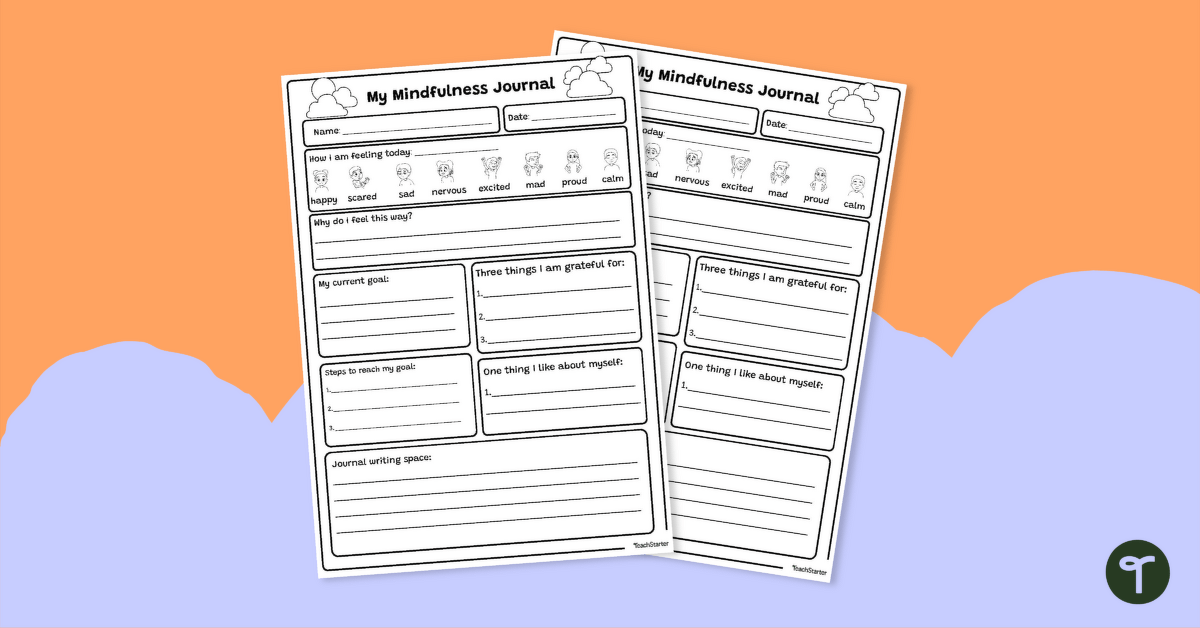 Mindfulness for Kids - Daily Journal Worksheet teaching resource