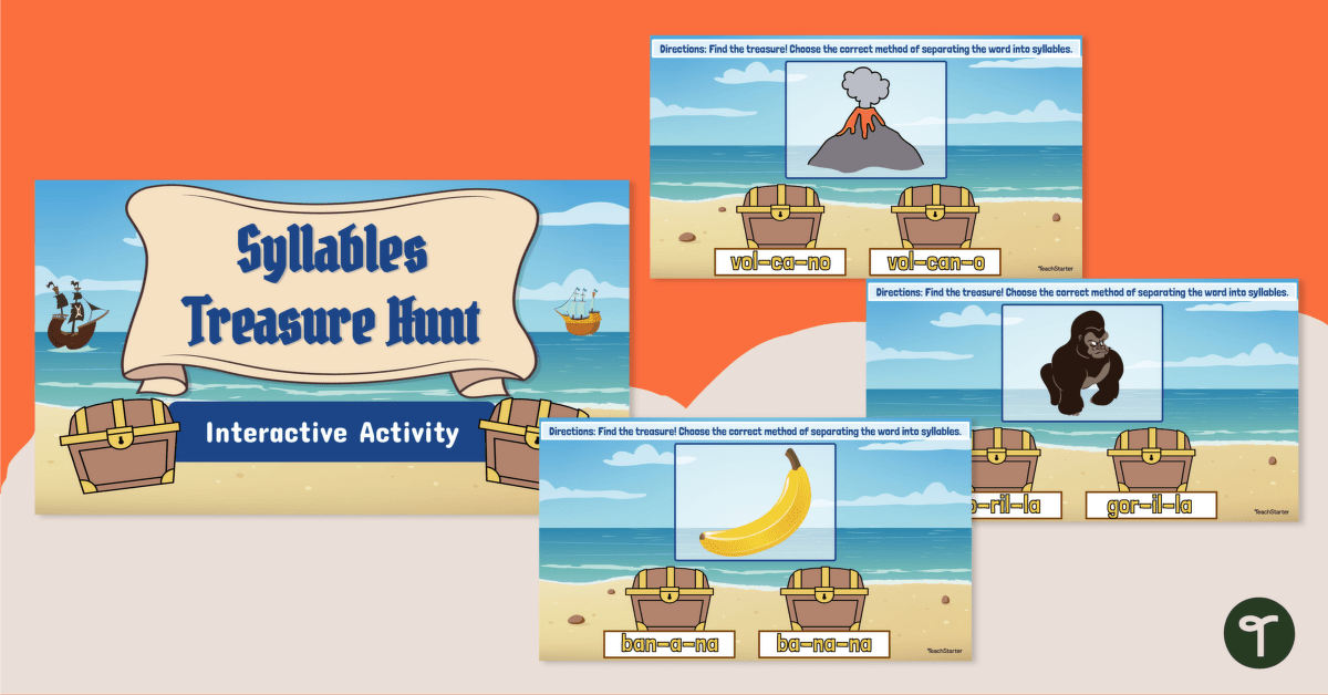 Syllables Treasure Hunt - Google Slides Phonics Games teaching resource
