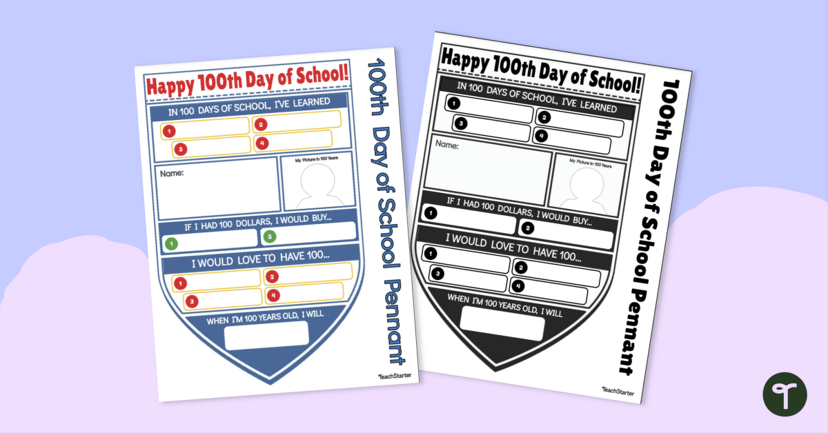 Pennant Banner - 100 Day Project Template teaching resource