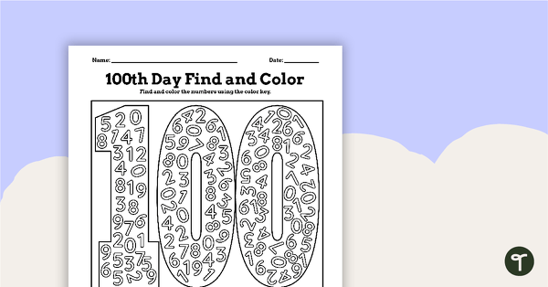 Go to 100th Day Find and Color - Numbers teaching resource