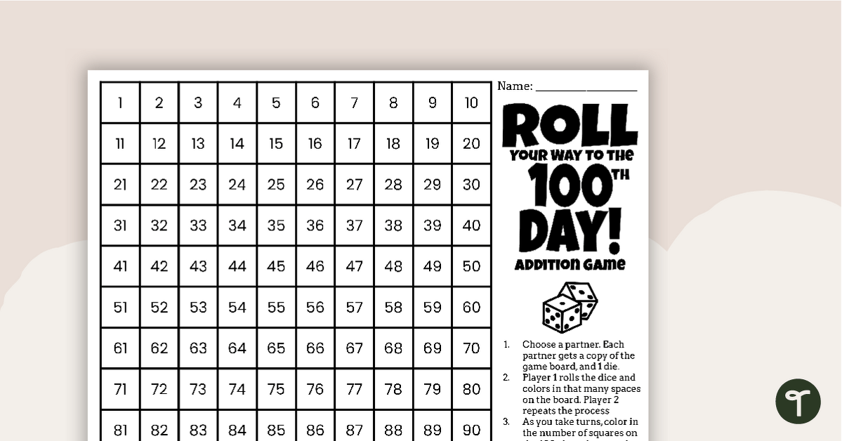 Roll to 100 Math Games! · Inspired Elementary