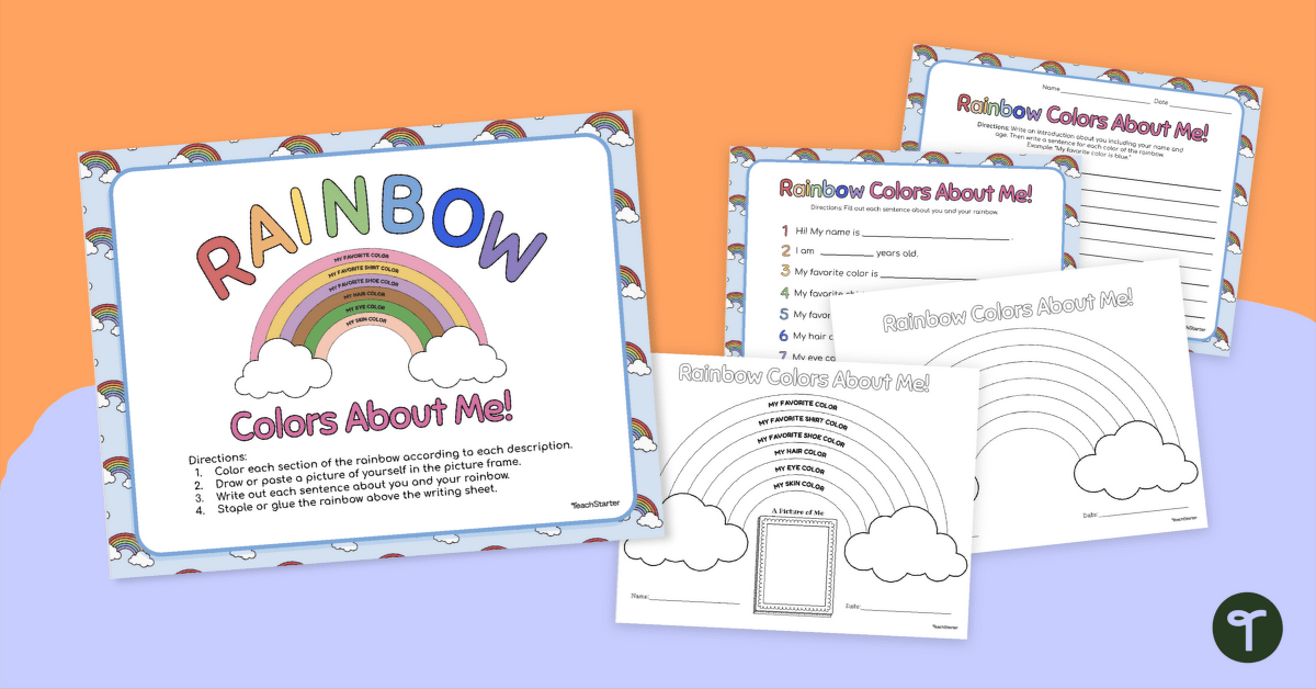 All About Me Poster - Back to School Rainbow Art teaching resource