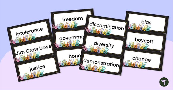 MLK Day Word Wall Vocabulary Cards teaching resource