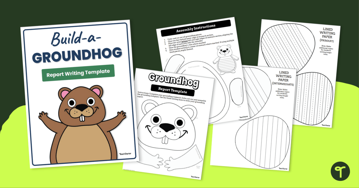 Build-a-Groundhog -Craft and Report Writing Template teaching resource