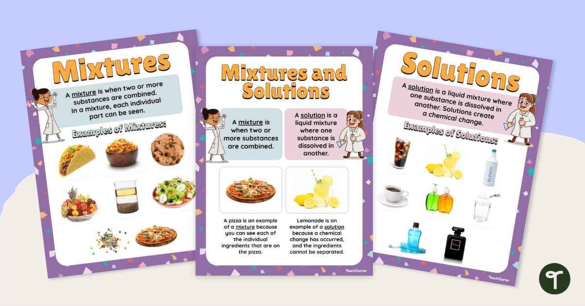 Mixtures and Solutions – Poster Pack teaching resource