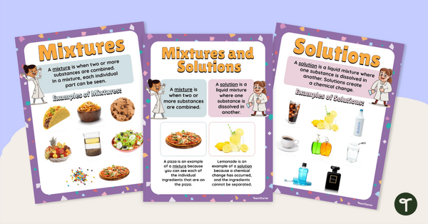 Go to Mixtures and Solutions – Poster Pack teaching resource