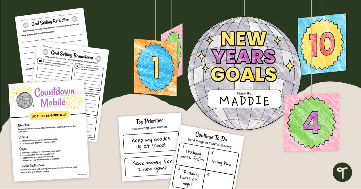 New Year Countdown Mobile - Goal Setting Project teaching resource