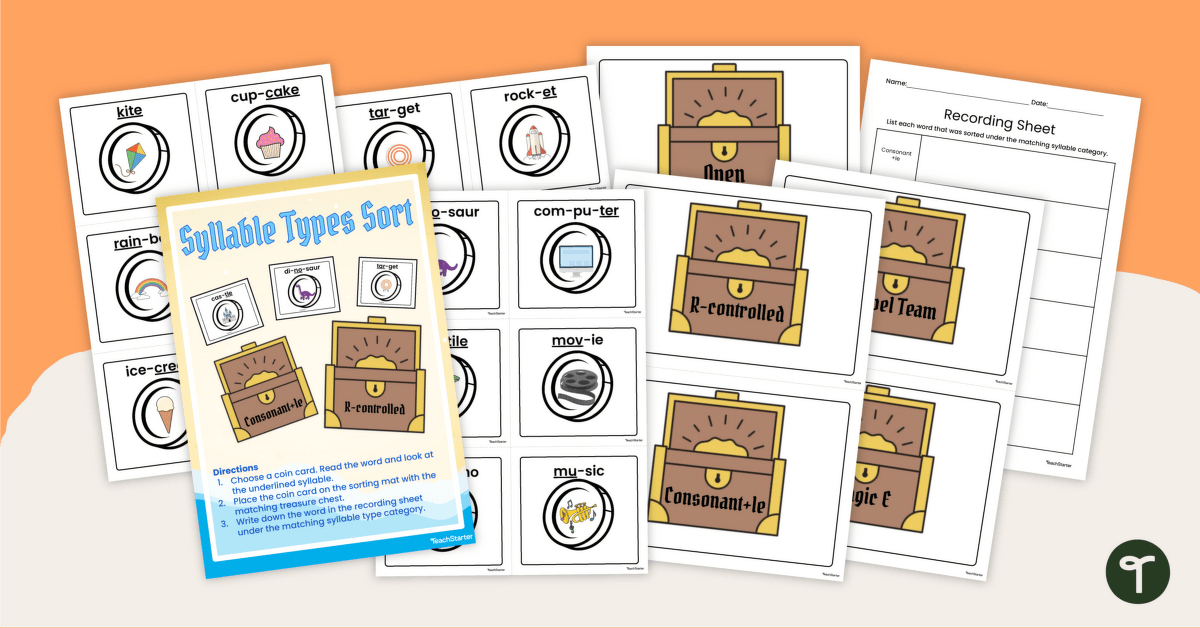 Syllable Examples Sorting Activity teaching resource