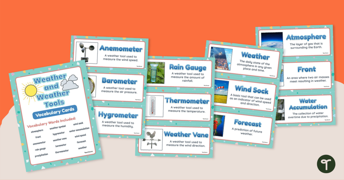 Weather & Weather Tools Vocabulary Cards teaching resource
