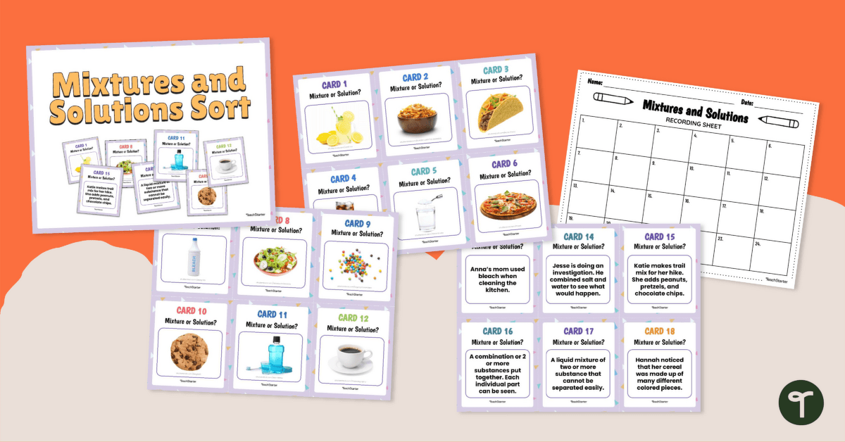 Mixtures and Solutions Sort teaching resource