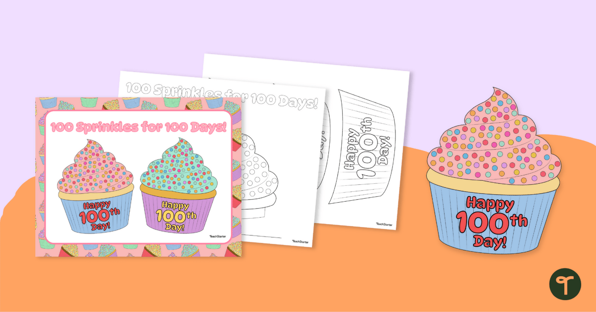 100 Sprinkles For 100 Days Cupcake Craft Teach Starter