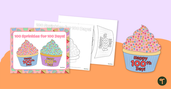 Go to 100 Sprinkles for 100 Days Cupcake Craft teaching resource