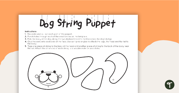 Puppy Dog String Puppet Craft Template teaching resource
