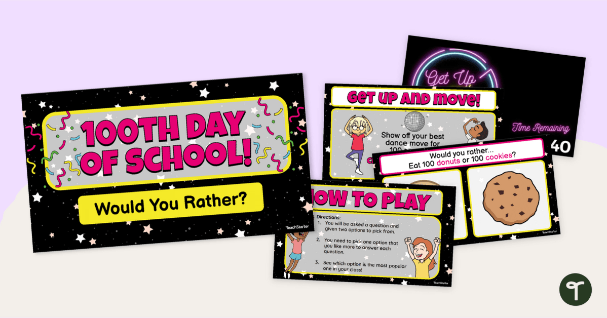 100th Day of School - Would You Rather? Game teaching-resource