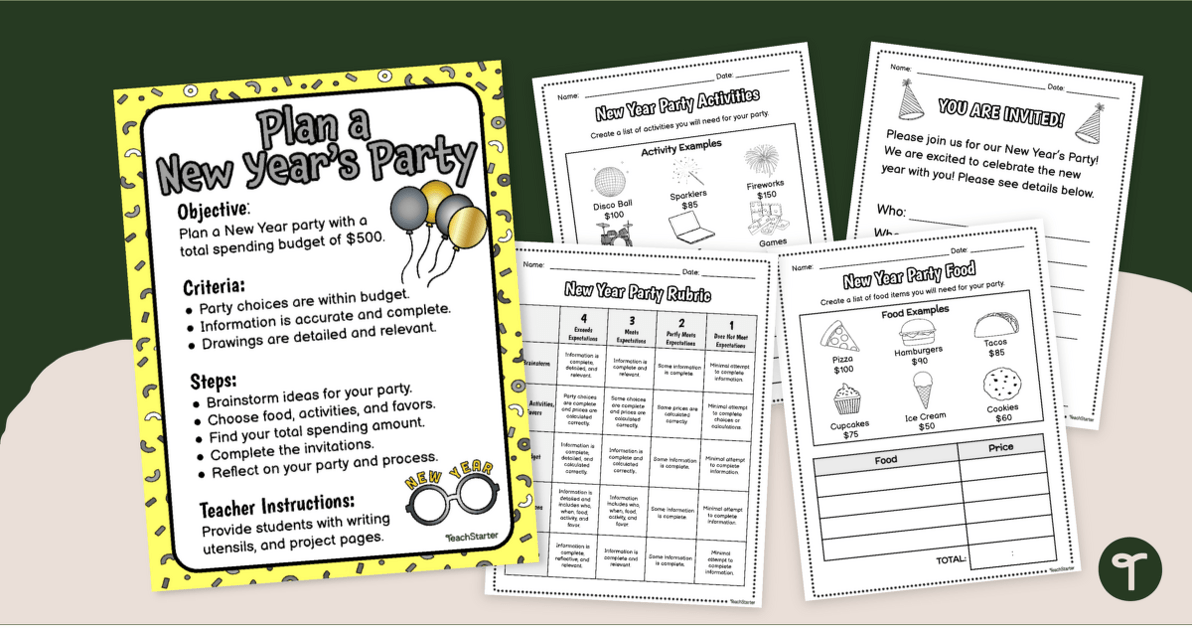 New Year's Party Planning - STEM Project teaching resource
