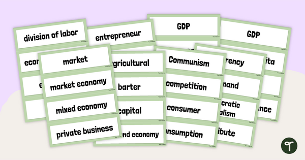 Go to Economics Word Wall Vocabulary teaching resource