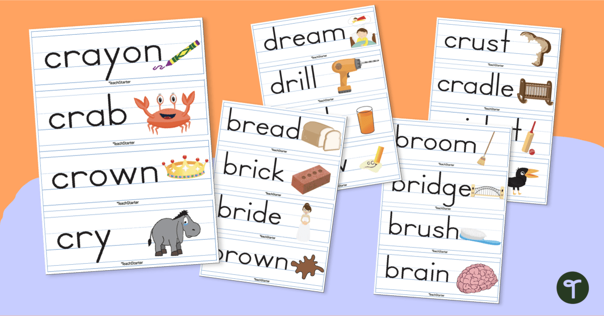 R-Blend Words - Printable Word Cards teaching resource